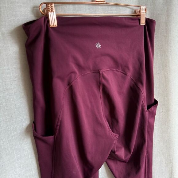 Athleta Ultimate Stash Pocket 7/8 Tights Leggings Deep Burgundy 1X High Rise - Picture 3 of 14
